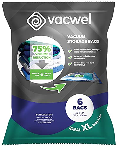 Vacwel 3-Pack XXL-Jumbo Vacuum Storage Bags - 47 x 35 XXL Space