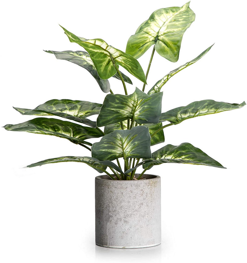 Velener Artificial Potted Green Leaf Plant in Pot 16 Inches 1 Piece