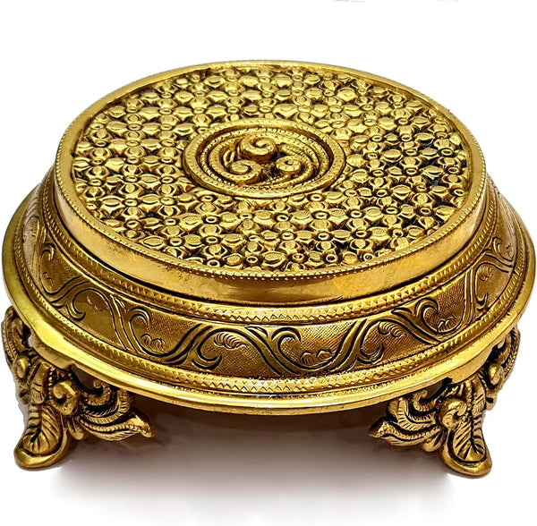Esplanade Brass Decorative Round Pooja God Stool 7 Inches