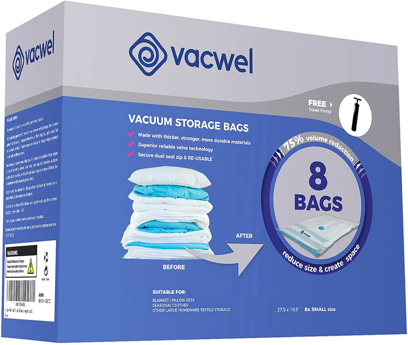 Vacuum Storage Bags for Clothes Packing & Storage 8x Small Vacuum Space Bags