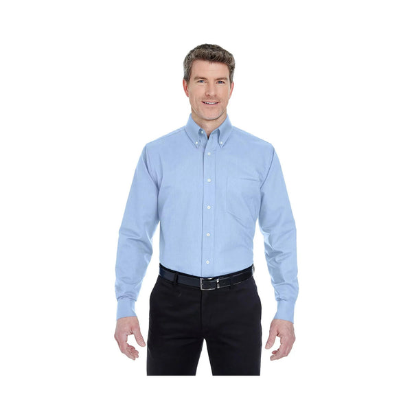 Ultraclub Men's Classic Wrinkle Resistant Long Light Blue Large Shirt