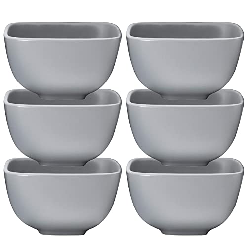 Bruntmor 26 Oz Ceramic Square Soup Bowl Set of 6 26 Ounces Square Grey