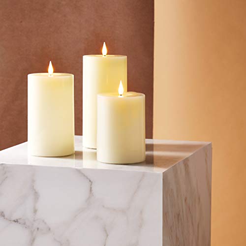 Flameless Candles Set of 3 Real Ivory Wax 3 inch