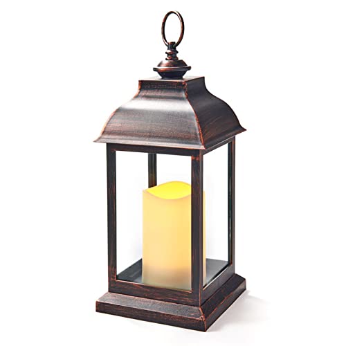 Lamplust Decorative Lantern With Led Candle 12 Inch Tall Battery Powered