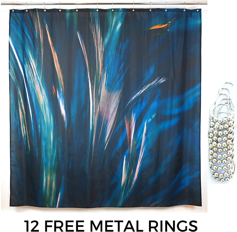 Juici Home Peacock Feather Shower Curtain 12 Stainless Shower Curtain Hooks