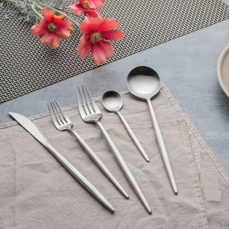 Silver Utensils Set KiiZYs Modern Cutlery 10 Sets 2