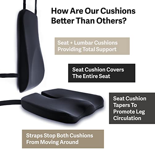 Elmara Wheelchair Cushions Lumbar Pillow & 4 Thick Seat Cushion - Wheelchair Cushions for Adults - Wheelchair Seat Cushions for Back Pain 