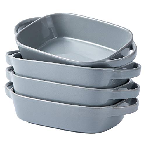 Bruntmor 9x5 Grey Baking Pans Set Ceramic Casserole Bakeware Set of 4 Gray
