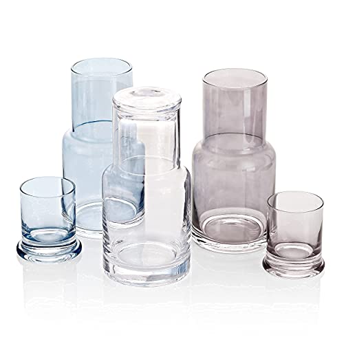 Yungala Bedside Water Carafe and Glass Set Vintage Nightstand Glass Carafe  with cup to keep you hydrated during the night or popular mouthwash