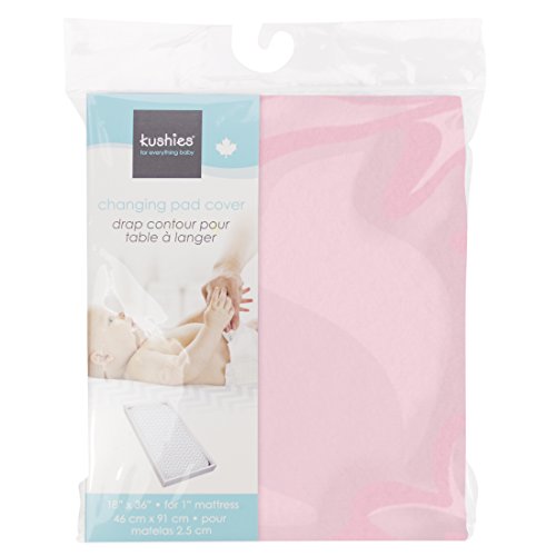 Kushies Changing Pad Cover 1 Inch 100% Breathable Cotton Made in Canada Pink