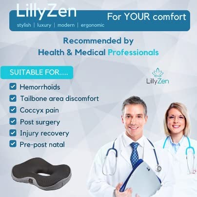 Lillyzen Donut Pillow for Tailbone Pain Relief Memory Foam Seat Cushion  Orthopedic Pressure Relief Sitting Coccyx Sciatica Hemorrhoids Pregnancy