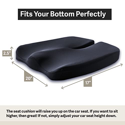 Cushioncare 2pc Seat Cushion and Lumbar Roll Memory Foam Black