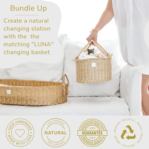 Organic Rattan Diaper Caddy Luxury Organizer Removable Divider Cute & Functional