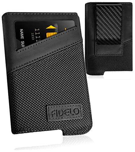 Fidelo Wallet Case for Carbon Fiber Wallet Men Nylon Leather Case Only Black