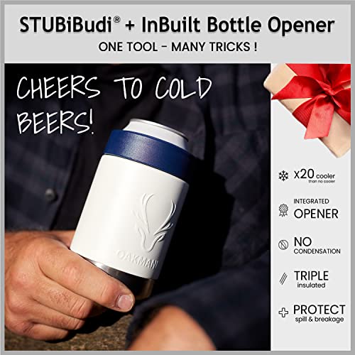 STUBiBudi 12oz Beer Cooler for Bottles and Cans with Bottle Opener (White)