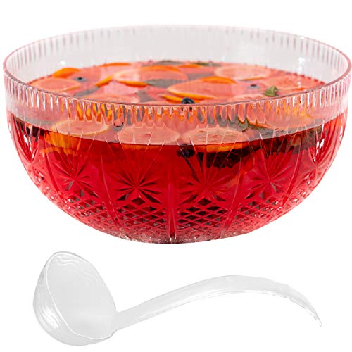 Upper Midland Products Crystal Cut Plastic Punch Bowl 3 Gallon Clear