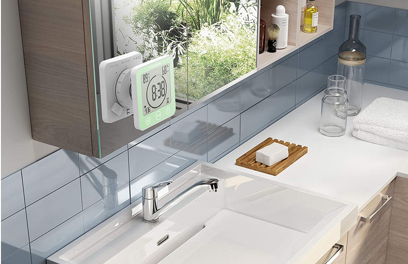 Digital Bathroom Shower Kitchen Clock Timer with Alarm Waterproof Green
