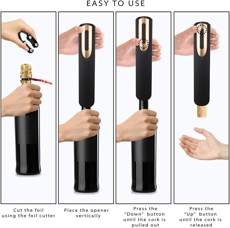 Electric Wine Opener Rechargeable Rose Gold & Black
