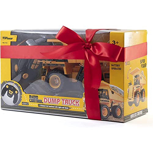 Top Race Remote Control Construction Dump Truck Toy 1:18 Scale TR 112 Yellow