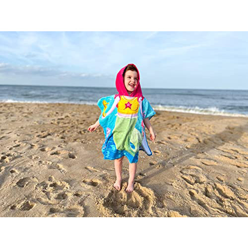 Dawhud Direct Kids Poncho Beach Towels Mermaid and Friends With Hood