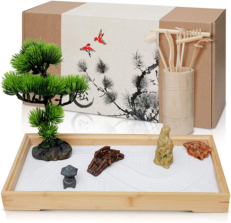 Jardín Zen Japonés para Escritorio - Kit de Jardín de Arena Extra Grande de  16 x 8 de